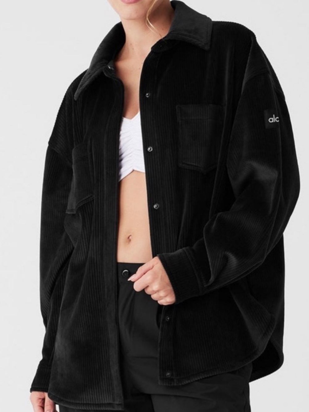 ALO Yoga Black Corduroy Oversized Jacket